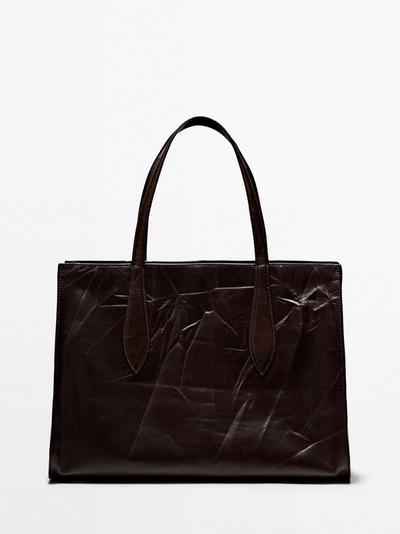 Massimo Dutti Сумка MAXI MD ICON из потертой натуральной кожи купить с доставкой.