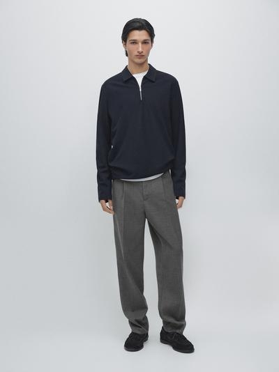 Massimo Dutti Поло с длинным рукавом на молнии