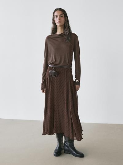 Massimo Dutti Юбка-миди в горох с расклешенным подолом