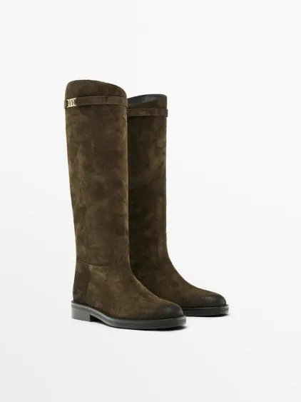 Сапоги для верховой езды из замши с напылением масла