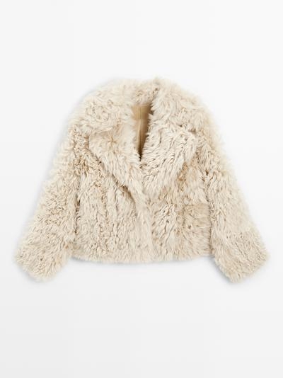 Massimo Dutti Пальто короткое кожаное с мехом - STUDIO