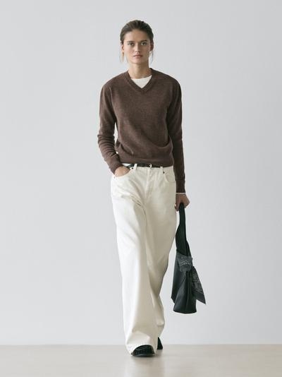 Massimo Dutti Свитер с V-образным вырезом из шерстяной смеси