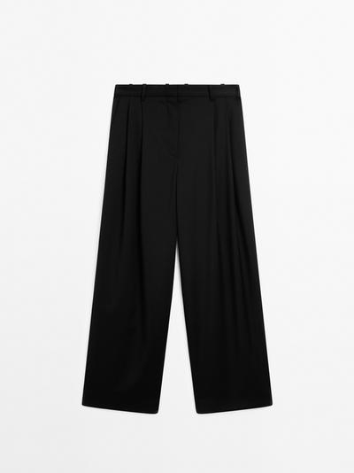 Massimo Dutti Брюки с отделкой из 100% экстра-тонкой шерсти купить с доставкой.