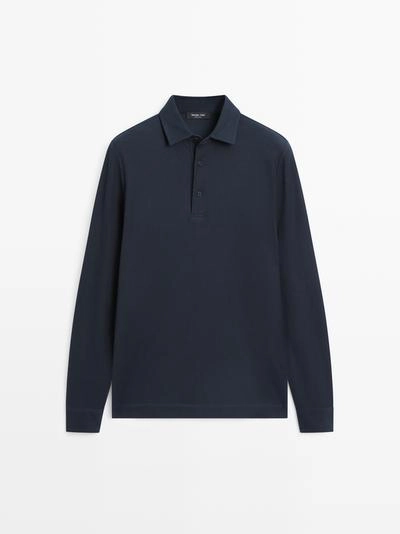 Поло с длинным рукавом из текстурированного пике- Заказать в России