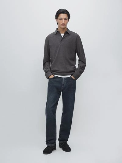 Поло с длинным рукавом из текстурированного пике- Заказать в России