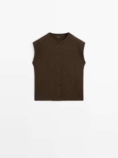Massimo Dutti Жилет с круглым вырезом из вязаного трикотажа купить с доставкой.