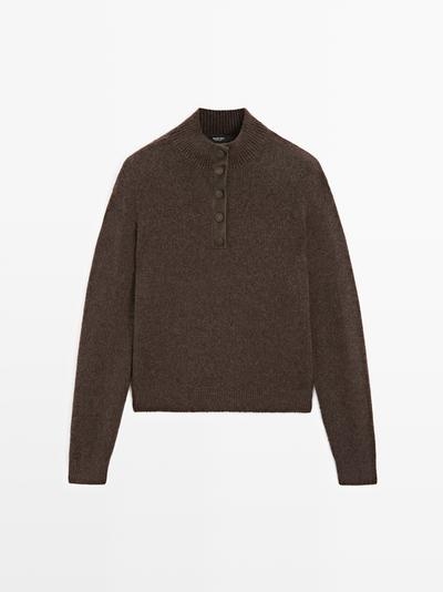 Massimo Dutti Свитер с высоким воротником из вязаного полотна на кнопках