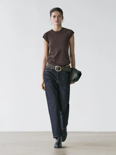 Хлопковая футболка с короткими реглановыми рукавами- Заказать в России