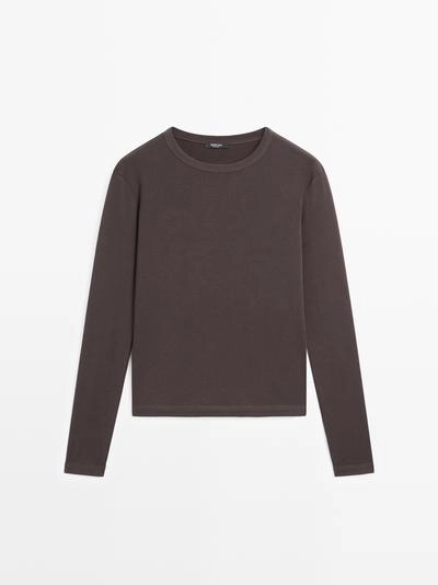 Водолазка с длинным рукавом из меланжевого трикотажа