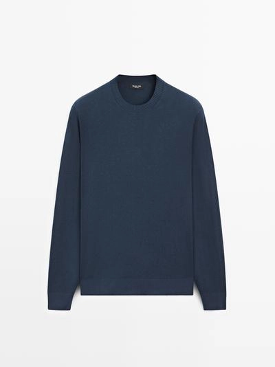 Свитер из хлопка и шерсти с круглым вырезом- Заказать в России