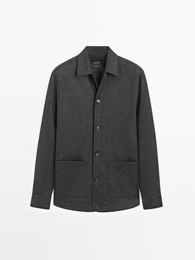 Massimo Dutti Рубашка-овершерт из 100% шерсти с карманами купить с доставкой.