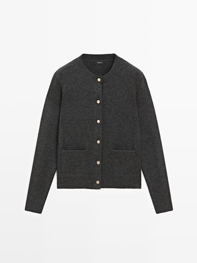 Massimo Dutti Кардиган из вязаного полотна с золотыми пуговицами