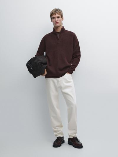 Massimo Dutti Свитер с высоким воротником и V-образным вырезом купить с доставкой.