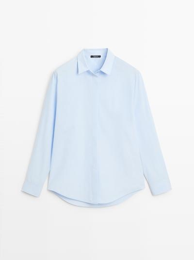 Massimo Dutti Рубашка из поплина с скрытыми пуговицами купить с доставкой.