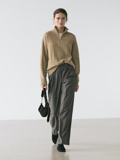 Massimo Dutti Свитер с четвертью застежки из 100% кашемира