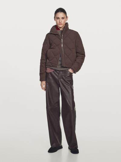 Massimo Dutti Куртка-бомбер короткая с водоотталкивающим покрытием из 80% пуха - 20% пера