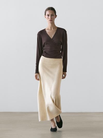 Massimo Dutti Кардиган из хлопкового микса с перекрестным узором