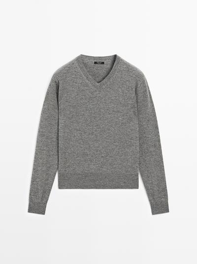 Massimo Dutti Свитер с V-образным вырезом из шерстяной смеси