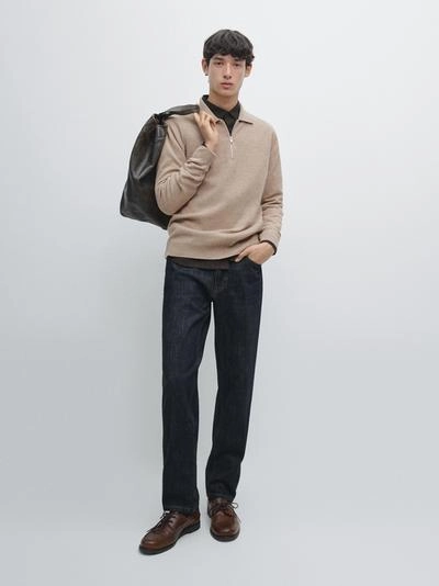 Поло-свитер из вязаного шерстяного микса с молнией