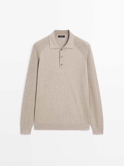 Massimo Dutti Поло-свитер из хлопкового микса