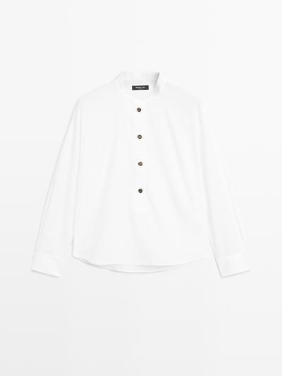 Massimo Dutti Рубашка с отложным воротником и золотыми пуговицами
