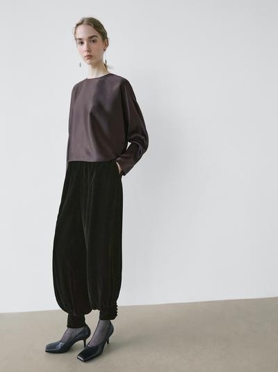 Massimo Dutti Блузка с короткими рукавами и летучая мышь - STUDIO из 100% шелка