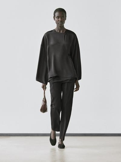 Massimo Dutti Рубашка с завязкой в стиле драпировки