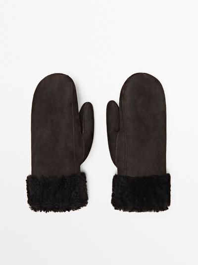 Massimo Dutti Кожаные варежки с двойной отделкой