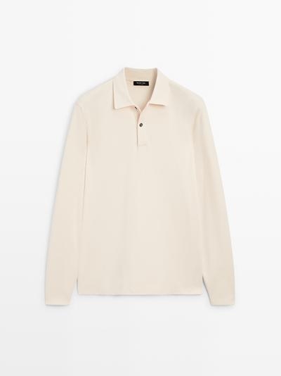 Massimo Dutti Поло с длинным рукавом и ребристыми деталями