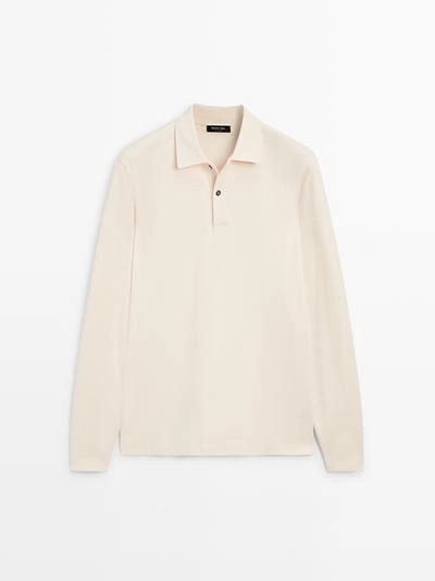 Поло с длинным рукавом и ребристыми деталями