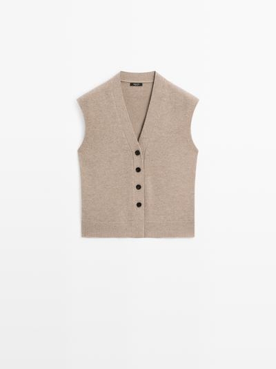 Massimo Dutti Жилет из вязаного шерстяного микса с V-образным вырезом купить с доставкой.
