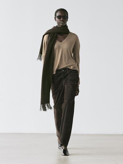 Massimo Dutti Свитер из шерсти и шелка вязаный