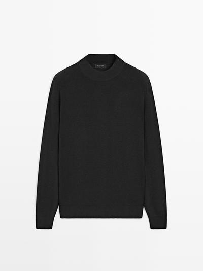 Massimo Dutti Вязанный свитер из хлопкового микса с мокрым воротником