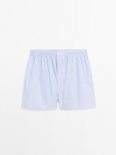 Massimo Dutti 100% хлопковые полосатые боксеры купить с доставкой.