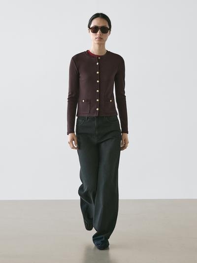 Massimo Dutti Плетеный кардиган с золотыми пуговицами купить с доставкой.