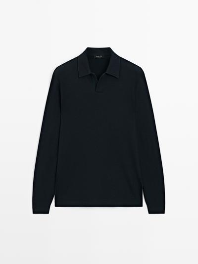 Massimo Dutti Поло с длинными рукавами из текстурированной ткани купить с доставкой.