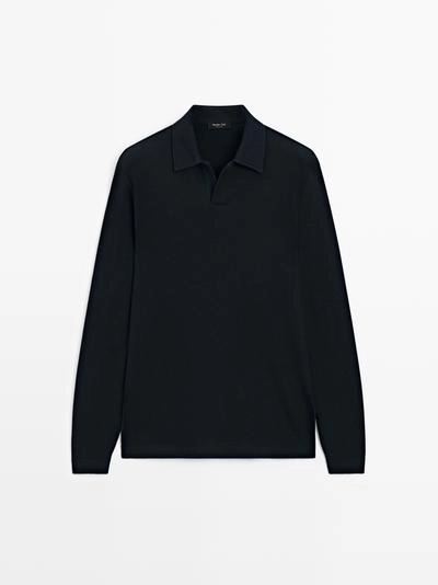 Поло с длинными рукавами из текстурированной ткани- Заказать в России