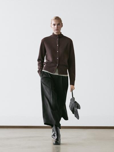 Massimo Dutti Кардиган из шерсти с высоким воротником