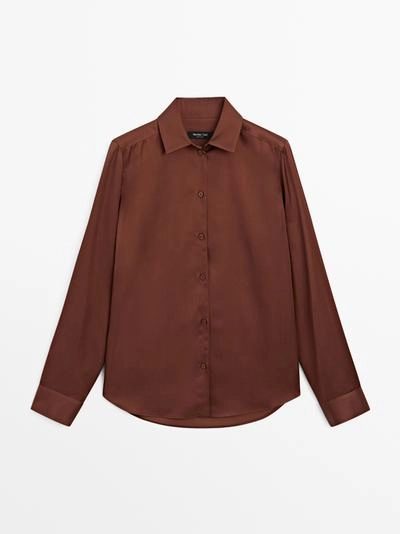 Рубашка из шелка с планкой- Заказать в России