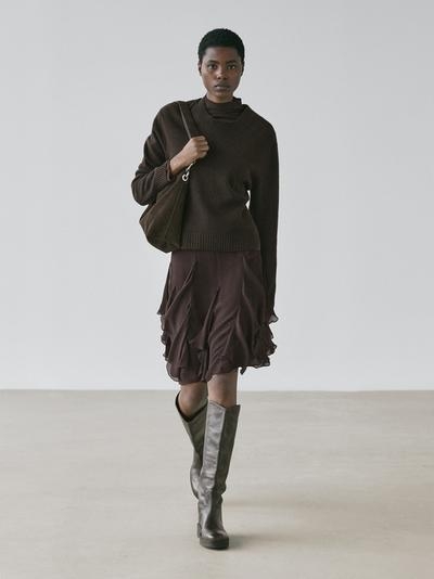 Massimo Dutti Асимметричная юбка с оборками купить с доставкой.