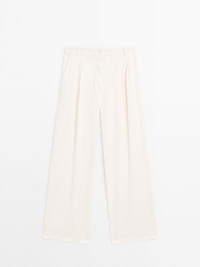 Massimo Dutti Брюки с широкими брючинами и двойными стрелками купить с доставкой.