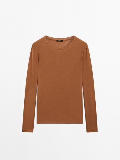 Massimo Dutti Футболка из 100% хлопка с воротником и деталями