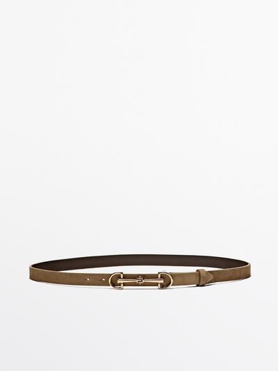 Massimo Dutti Ремень из замши экипажный купить с доставкой.