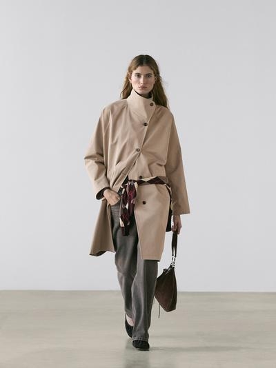 Massimo Dutti Плащ из 100% хлопка с боковой застежкой