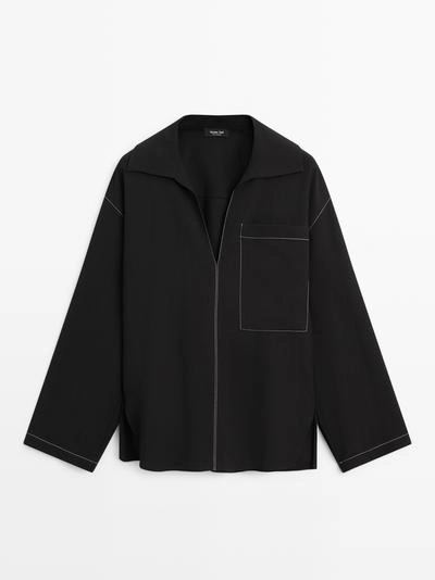 Рубашка-оверштаны из шерстю с карманом- Заказать в России