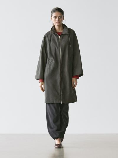 Massimo Dutti Плащ из технической ткани с капюшоном