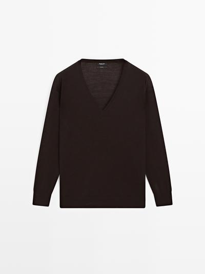 Massimo Dutti Свитер с V-образным вырезом в оверсайз