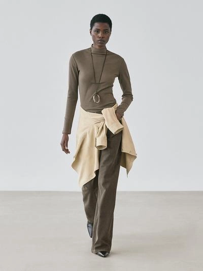 Футболка из ребристого хлопка с длинным рукавом- Заказать в России