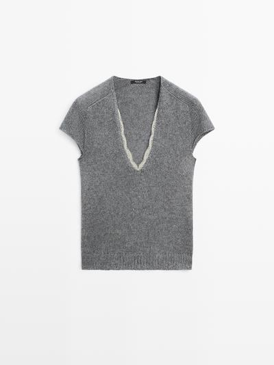 Massimo Dutti Кофта с короткими рукавами из кружевного вязаного полотна