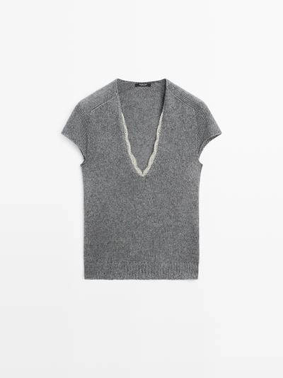 Кофта с короткими рукавами из кружевного вязаного полотна- Заказать в России